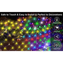 Load image into Gallery viewer, 9.8*6.5FT Christmas Mesh Net Light,360 LED Net Light with 8 Modes&amp;Remote,Connectable Net String Christmas Lights for Garden/Bushes/Indoor Outdoor/Curtain/Fairy/Wall/Party/Wedding/Xmas Tree Decorations