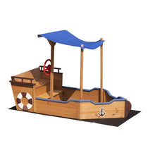 Load image into Gallery viewer, Outsunny Pirate Ship Sandbox with Cover and Rudder