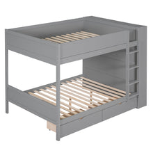 Load image into Gallery viewer, Full over Full Bunk Bed With 2 Drawers and Multi-layer Cabinet, Gray