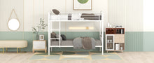 Load image into Gallery viewer, Twin Over Twin Metal Bunk Bed,Divided into Two Beds(White)