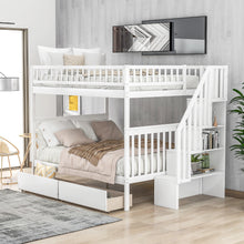 Load image into Gallery viewer, Full over Full Bunk Bed with Two Drawers and Storage, White