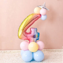 Load image into Gallery viewer, 1 SET Rainbow Foil Number Balloons 0-9 Birthday Party Anniversary Decor Globo Kids figure Air Ball Supplies
