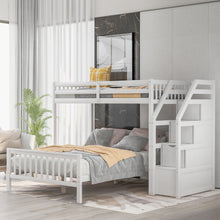 Load image into Gallery viewer, Twin over Full Loft Bed with Staircase,White