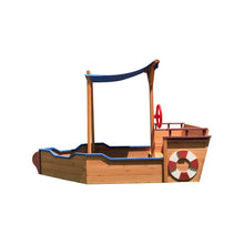 Load image into Gallery viewer, Outsunny Pirate Ship Sandbox with Cover and Rudder