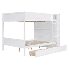 Load image into Gallery viewer, Full over Full Bunk Bed With 2 Drawers and Multi-layer Cabinet, White