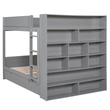 Load image into Gallery viewer, Full over Full Bunk Bed With 2 Drawers and Multi-layer Cabinet, Gray