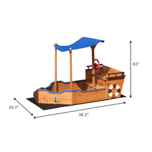 Load image into Gallery viewer, Outsunny Pirate Ship Sandbox with Cover and Rudder