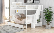 Load image into Gallery viewer, Full over Full Bunk Bed with Two Drawers and Storage, White