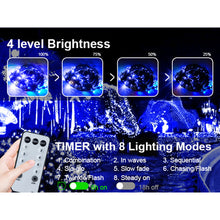 Load image into Gallery viewer, 9.8*6.5FT Christmas Mesh Net Light,360 LED Net Light with 8 Modes&amp;Remote,Connectable Net String Christmas Lights for Garden/Bushes/Indoor Outdoor/Curtain/Fairy/Wall/Party/Wedding/Xmas Tree Decorations