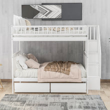 Load image into Gallery viewer, Full over Full Bunk Bed with Two Drawers and Storage, White