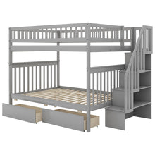 Load image into Gallery viewer, Full over Full Bunk Bed with Two Drawers and Storage, Gray
