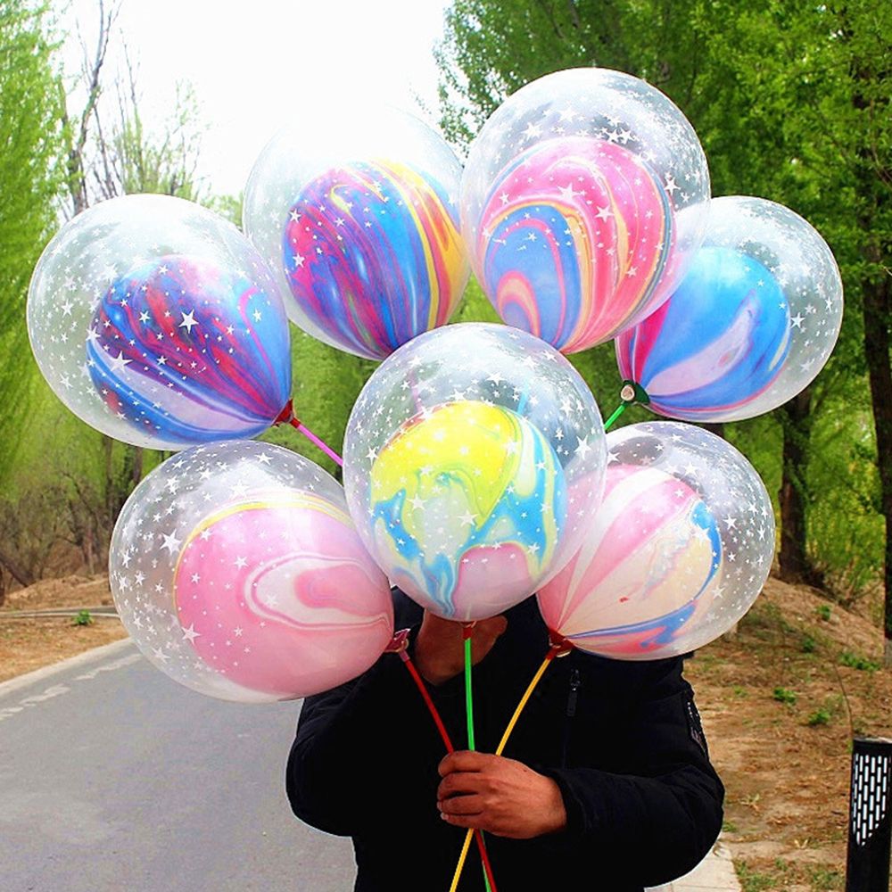 10Pcs 12 inch Double Layer Agate Balloons Wedding Ballon Happy Birthday Baby Shower Decoration Kids Party Supplies