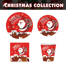 Load image into Gallery viewer, Christmas Party Supplies Paper Plates, 50pcs Table Decorations Christmas Disposable Dinnerware Set Includes Paper Plates Napkins Cup Serves 10 for Xmas Holiday Party Supplies