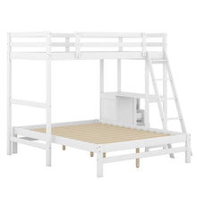 Load image into Gallery viewer, Twin over Full Bunk Bed with Built-in Desk and Three Drawers,White