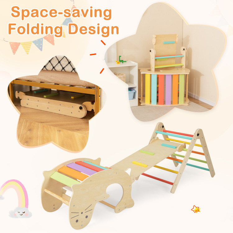 7-in-1 Indoor Climbing Toys for Toddlers with Reversible Ramp