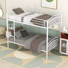 Load image into Gallery viewer, Twin Over Twin Metal Bunk Bed,Divided into Two Beds(White)