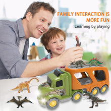 Load image into Gallery viewer, Toy Dinosaur for 2 3 4 Years Old Boys and Girls;  Car Transport Truck with Sound and Light;  6 Pack of 5&#39;&#39; Dinosaur Toys;  Educational Realistic Dinosaur Play Set