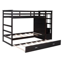 Load image into Gallery viewer, Twin Over Twin Bunk Bed with Trundle and Staircase, Espresso