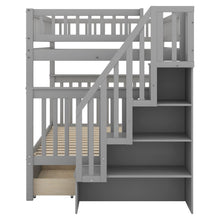 Load image into Gallery viewer, Full over Full Bunk Bed with Two Drawers and Storage, Gray