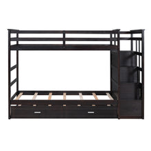 Load image into Gallery viewer, Twin Over Twin Bunk Bed with Trundle and Staircase, Espresso