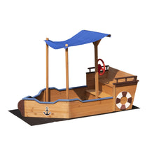 Load image into Gallery viewer, Outsunny Pirate Ship Sandbox with Cover and Rudder