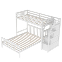 Load image into Gallery viewer, Twin over Full Loft Bed with Staircase,White