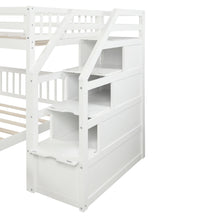Load image into Gallery viewer, Twin over Full Loft Bed with Staircase,White