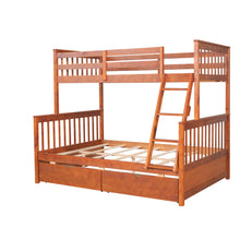 Load image into Gallery viewer, Twin-Over-Full Bunk Bed with Ladders and Two Storage Drawers (Walnut) { old sku:LT000165AAD}