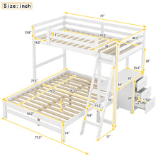 Load image into Gallery viewer, Twin over Full Bunk Bed with Built-in Desk and Three Drawers,White