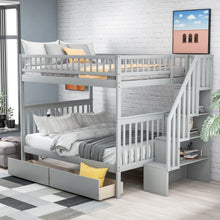 Load image into Gallery viewer, Full over Full Bunk Bed with Two Drawers and Storage, Gray