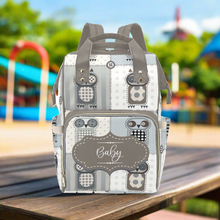 Load image into Gallery viewer, Personalized Patchwork Owls With Personalized Name Label Waterproof Diaper Bag Backpack