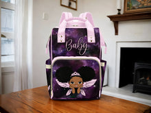 Load image into Gallery viewer, Cutest African American Baby Girl Fairy Princess Custom Diaper Bag - Cosmic Waterproof Backpack
