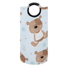Load image into Gallery viewer, Teddy Bears on Blue Large Laundry Basket Round Laundry Hamper