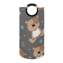 Load image into Gallery viewer, Teddy Bears on Gray Large Laundry Basket Round Laundry Hamper