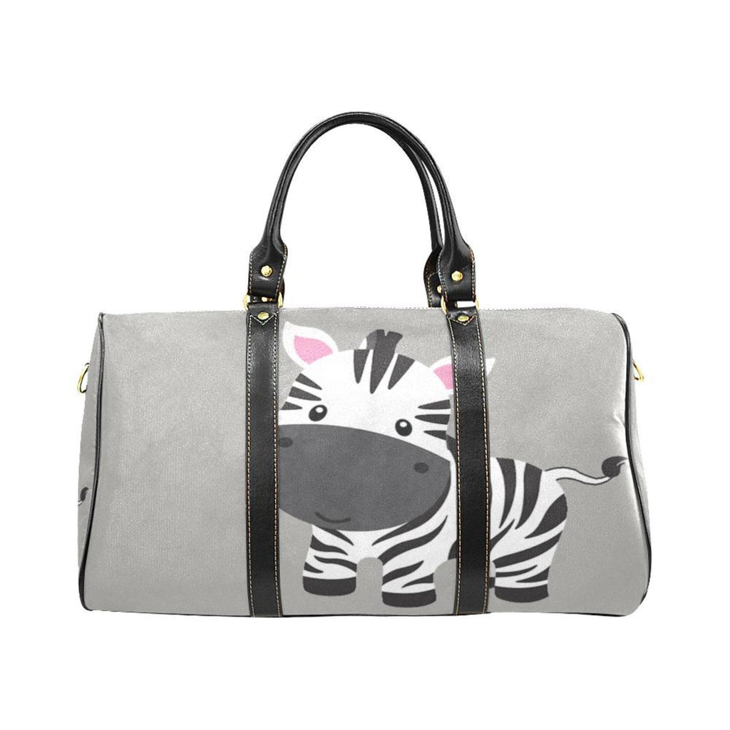 Custom Diaper Tote Bag | Adorable Cartoon Zebra On Gray With Personalized Heart Name - Diaper Travel Bag