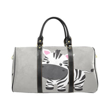 Load image into Gallery viewer, Custom Diaper Tote Bag | Adorable Cartoon Zebra On Gray With Personalized Heart Name - Diaper Travel Bag