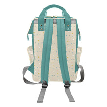 Load image into Gallery viewer, Designer Diaper Bag - Cartoon Zoo Animals On Fun Colorful Dots - Green Multi-Function Backpack