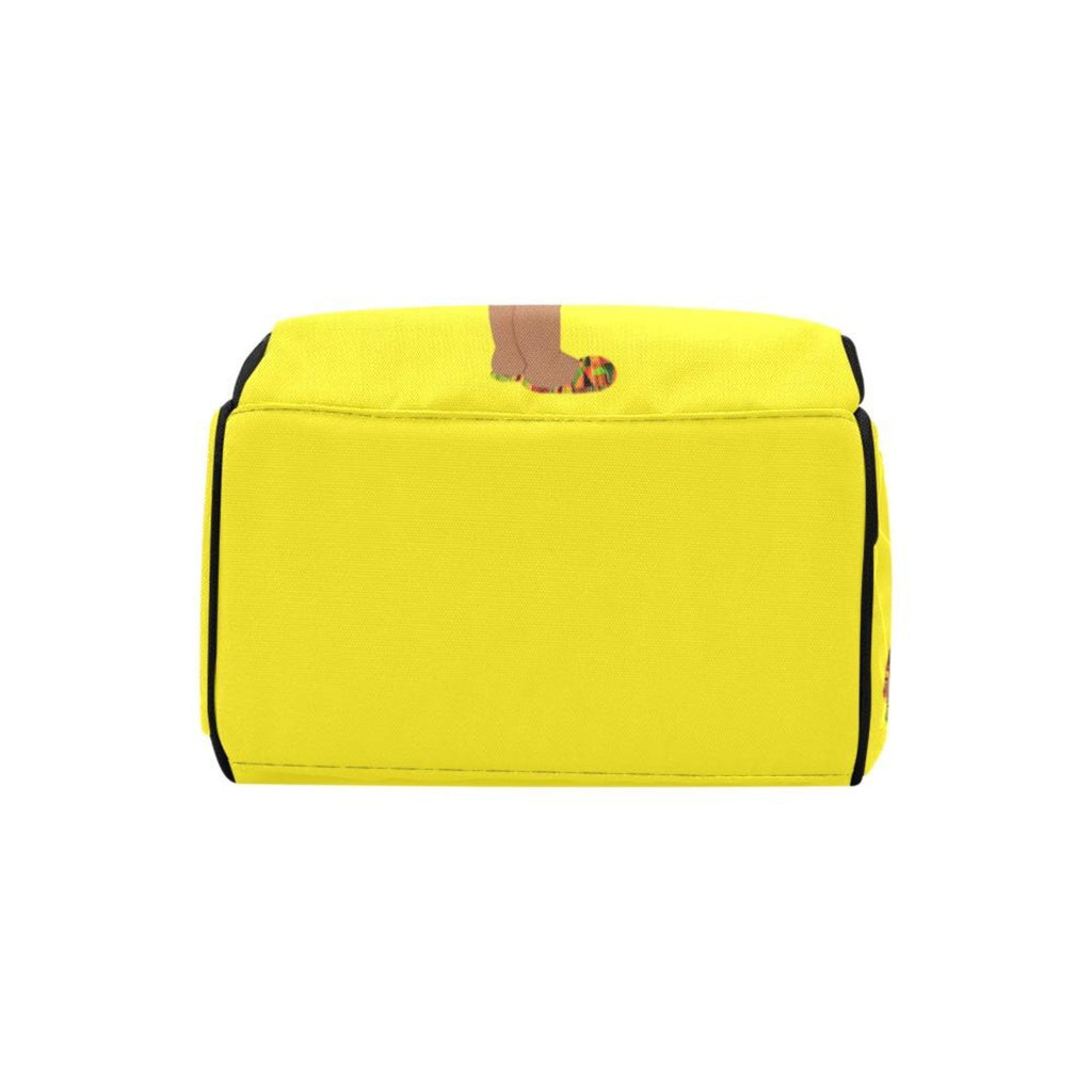 Designer Diaper Bag - Ethnic Queen African American Baby Girl - Bright Yellow Multi-Function Backpack