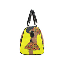 Load image into Gallery viewer, Custom Diaper Tote Bag - Ethnic Super Cute African American Baby Girl - Vibrant Yellow Travel Tote Baby Bag