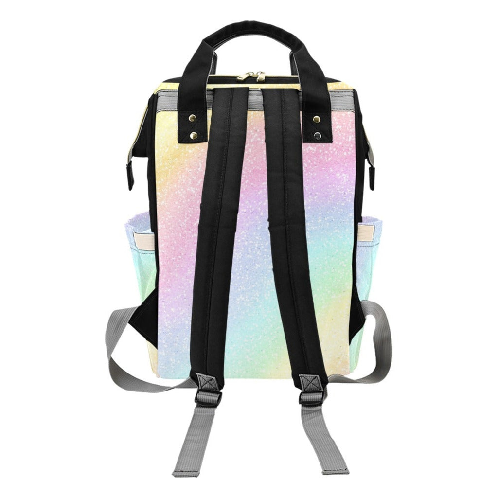 Cutest African American Baby Girl Gold Glitter Angel Custom Diaper Bag - Black Multi-Function Backpack