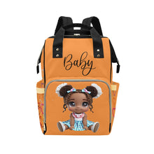 Load image into Gallery viewer, Designer Diaper Bag Backpack - African American Baby Girl Curly Locks