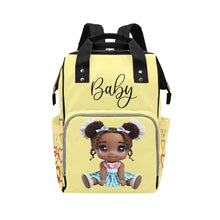 Load image into Gallery viewer, Designer Diaper Bag Backpack - African American Baby Girl Curly Locks