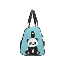 Load image into Gallery viewer, Custom Diaper Tote Bag | Adorable Cartoon Panda Bear On Baby Blue With Personalized Heart Name - Diaper Travel Bag