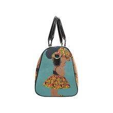 Load image into Gallery viewer, Custom Diaper Tote Bag - Ethnic Super Cute African American Baby Girl - Teal Green Travel Tote Baby Bag
