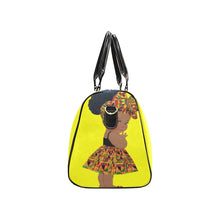 Load image into Gallery viewer, Custom Diaper Tote Bag - Ethnic Super Cute African American Baby Girl - Vibrant Yellow Travel Tote Baby Bag