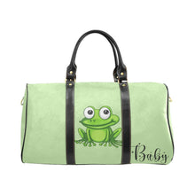 Load image into Gallery viewer, Custom Diaper Tote Bag - Super Cute Cartoon Frog On Soft Green - Diaper Travel Bag