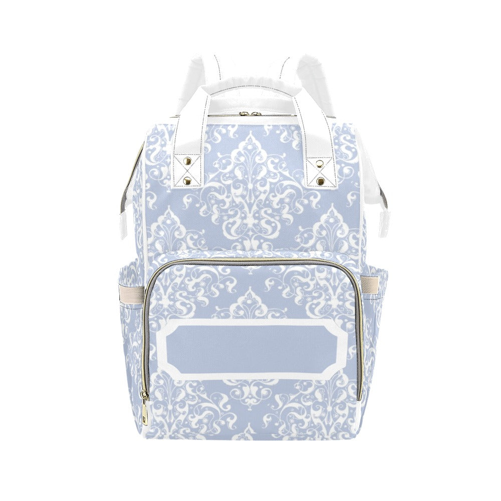 Designer Diaper Bags - Pretty Light Blue Personalized Custom Diaper Bag Backpack