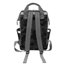 Load image into Gallery viewer, Designer Diaper Bags - Backpack Baby Bag Black And Gray Camouflage Boys Multi-Function Backpack