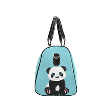 Load image into Gallery viewer, Custom Diaper Tote Bag | Adorable Cartoon Panda Bear On Baby Blue With Personalized Heart Name - Diaper Travel Bag