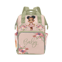Load image into Gallery viewer, Cutest African American Baby Girl in Pink Tutu Multi-Function Waterproof Diaper Backpack Bag